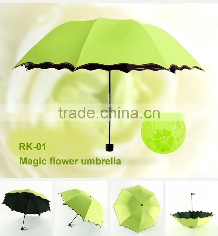 Meet water show the flower sun umbrella with UV, 3 folding umbrella