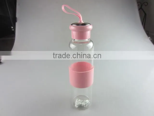 glass bottle with silicone heat proof
