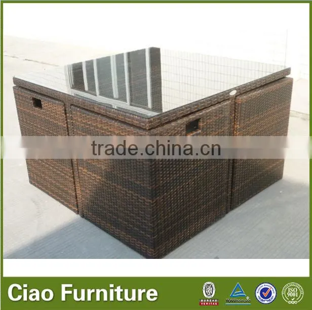 Outdoor space saving rattan dining table set for wholesale