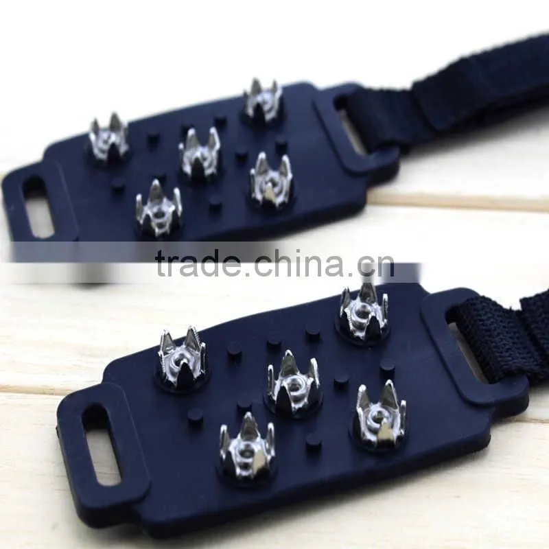 Factory Selling Silicone 5 Teeth Anti-slip Ice Gripper with handy Velcro straps