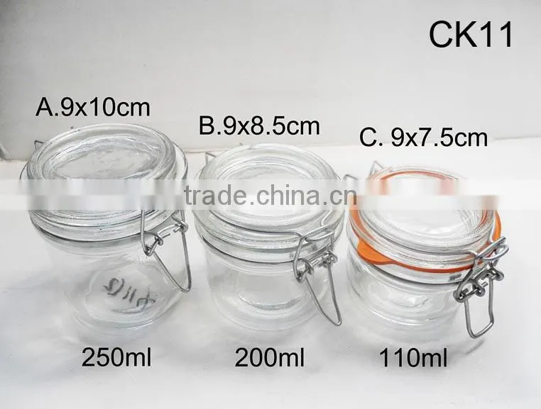 CK01 clear glass kerr jar with clamp lid glass honey jar