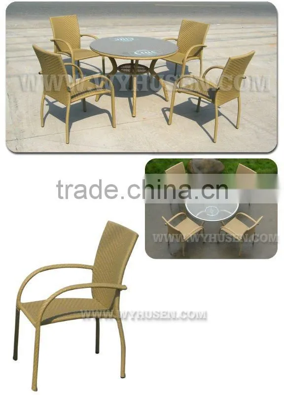 aluminum frame rattan coffee set with round table