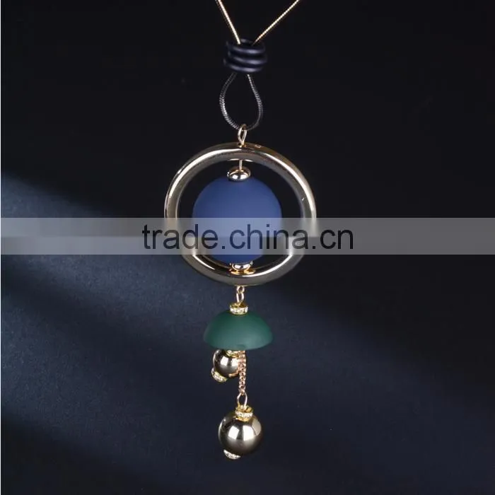 large ball hoop pendant necklace geometric pendant long necklace Korea new design sweater necklace