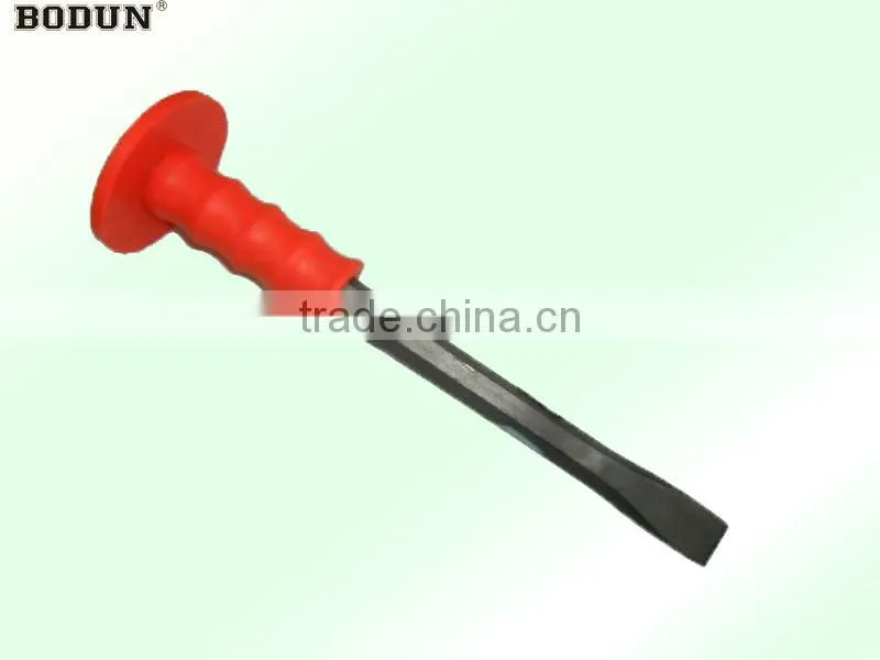 H6001 Stone chisel with blue rubber handle flat head