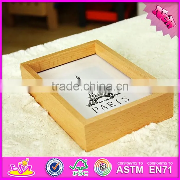 2016 hot sale baby wooden funny photo frame, most popular kids wooden funny photo frame W09A040