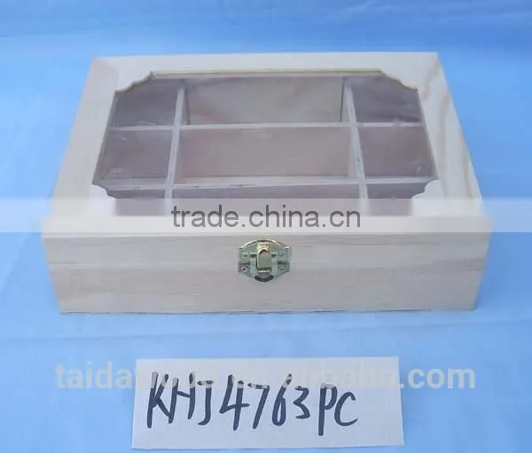 Custom logo and color 6 compartment solid wooden tea box accept OEM