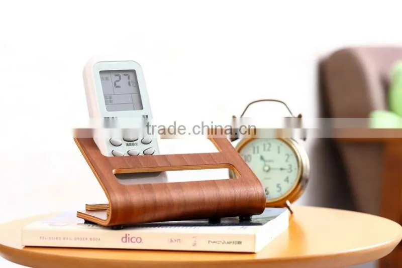 Wooden TV Remote Control Caddy Organizer Mobile Phone Stand TV Remote Control Holder