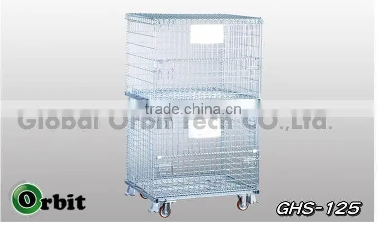 Service Supplies Folding Stackable Container Wire Mesh Basket Warehouse Cage