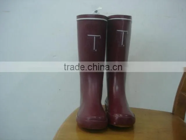 women patterned rubber rain boots flat sole outdoor eco-friendly rain boots