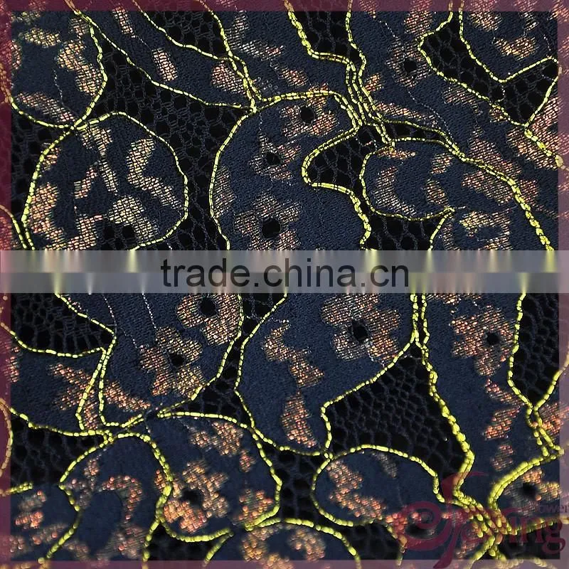 Jacuqard floral design metallic wholesale swiss lace fabric for dress/ tops
