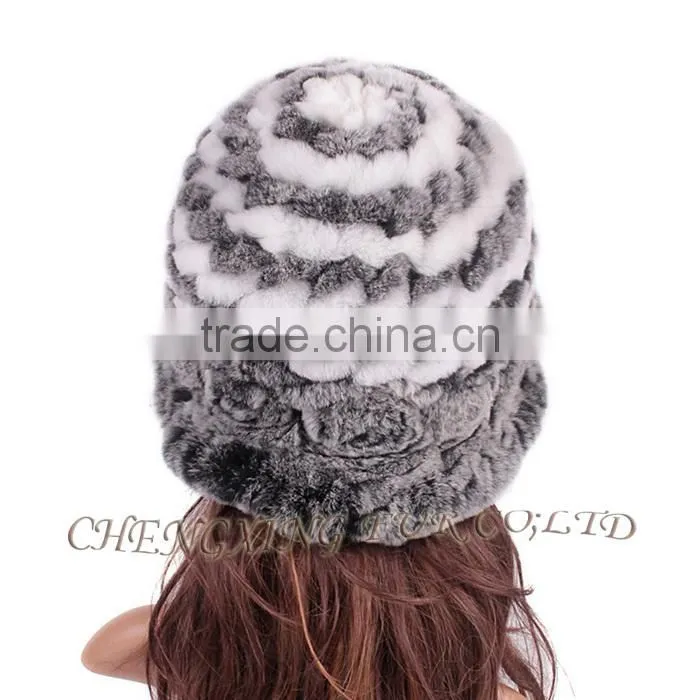 CX-C-195M Fashion Wholesale Hand Knitted Warm Rabbit Fur Winter Woman Hat