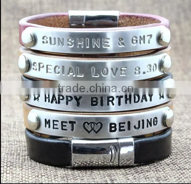 Mens snake leather bracelets,PU leather bracelets,custom logo magnetic bracelet