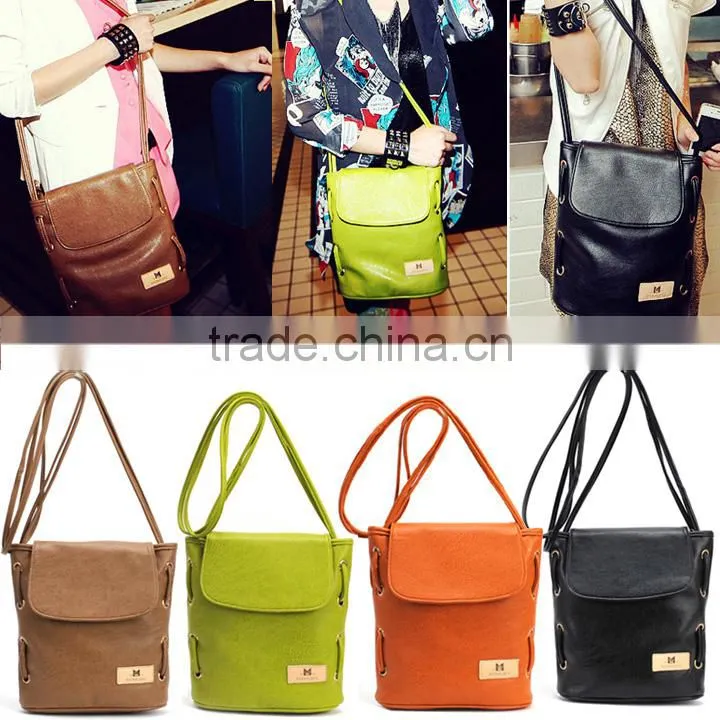 Women Candy Color Handbag Leather Cross Body Shoulder Bag Bucket Bag SV000837#