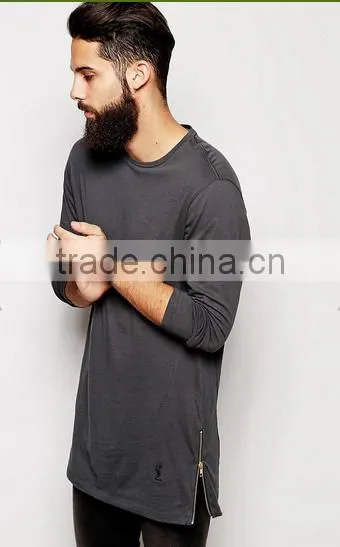 2016 China Manufacturers Summer Men Short Sleeve double sided zipper100coton t shirt