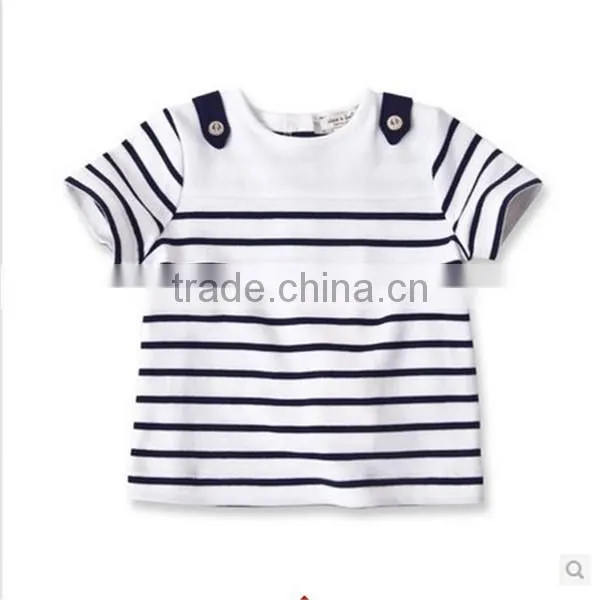 2016 summer male and female baby Navy Striped T-shirt