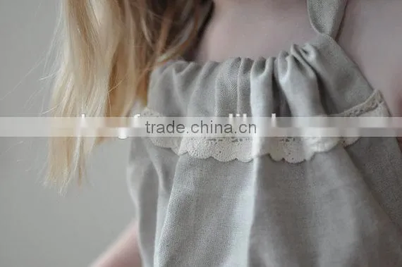 Beige Halter Girls Shorts Baby Clothes Romper Linen Baby Boutique Summer Outfit