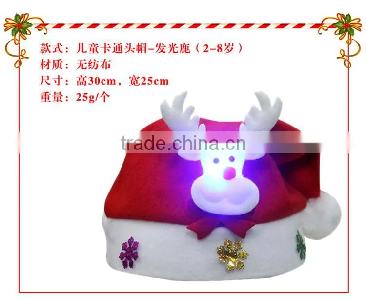 Snow Man Deer Santa Claus Shaped Christmas Hat With Light For Children and Adult