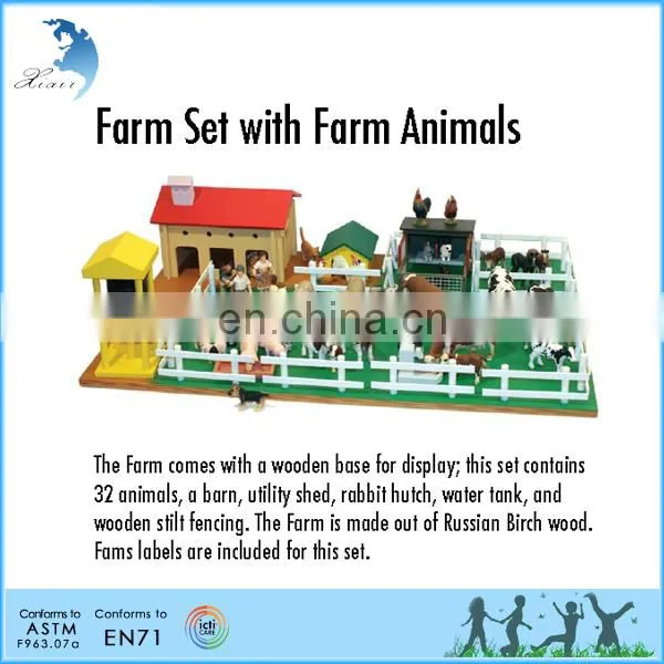 Early teaching montessori wooden toy farm set with farm animals
