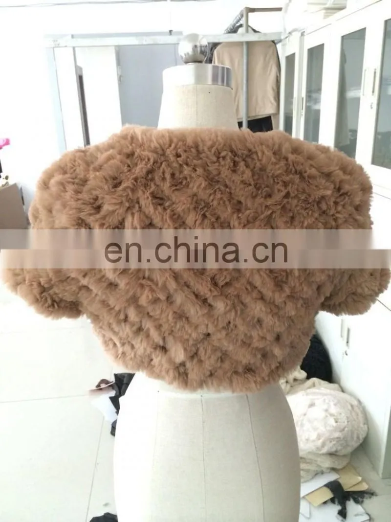 Girls knitted rabbit fur shawl