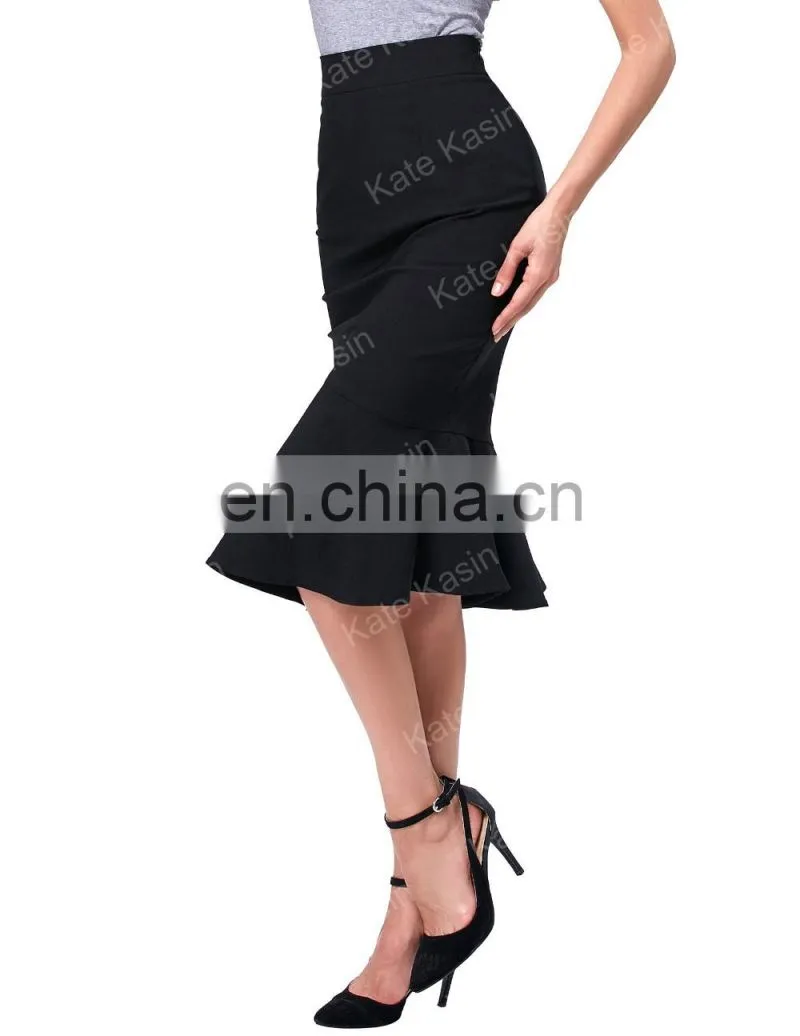 Kate Kasin Occident Women Fashion Office Lady Causal Mermaid Hips-Wrapped Pencil Skirt KK000241-1
