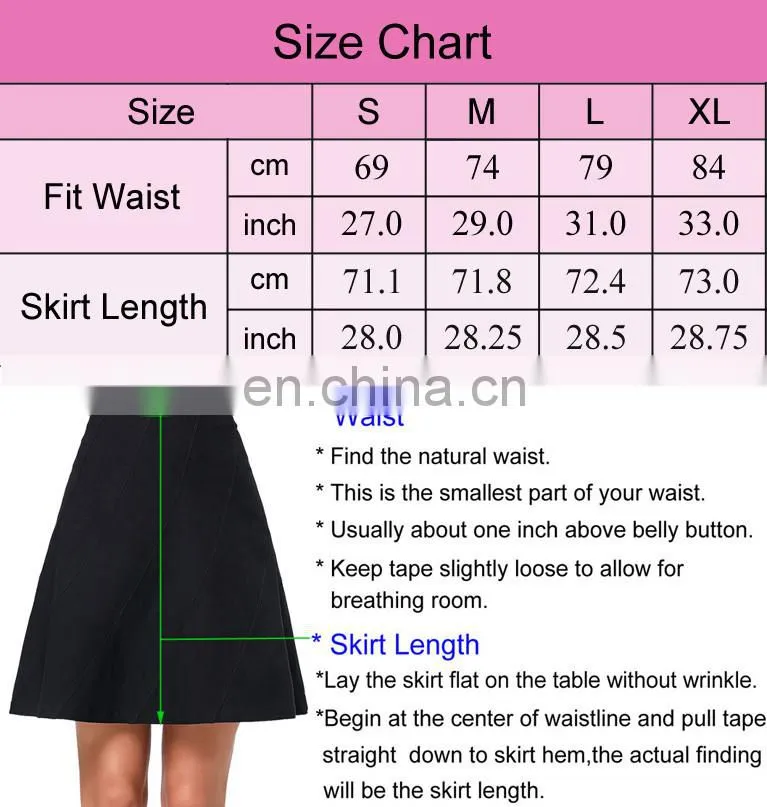 Kate Kasin Occident Women's High Stretchy Cotton High Waist A-line Flared Skirt KK000279-1