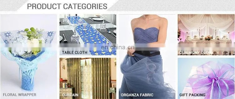 2015 Most Popular Packing Material Organza Sequence Lace Fabric Flower Mesh Netting Roll