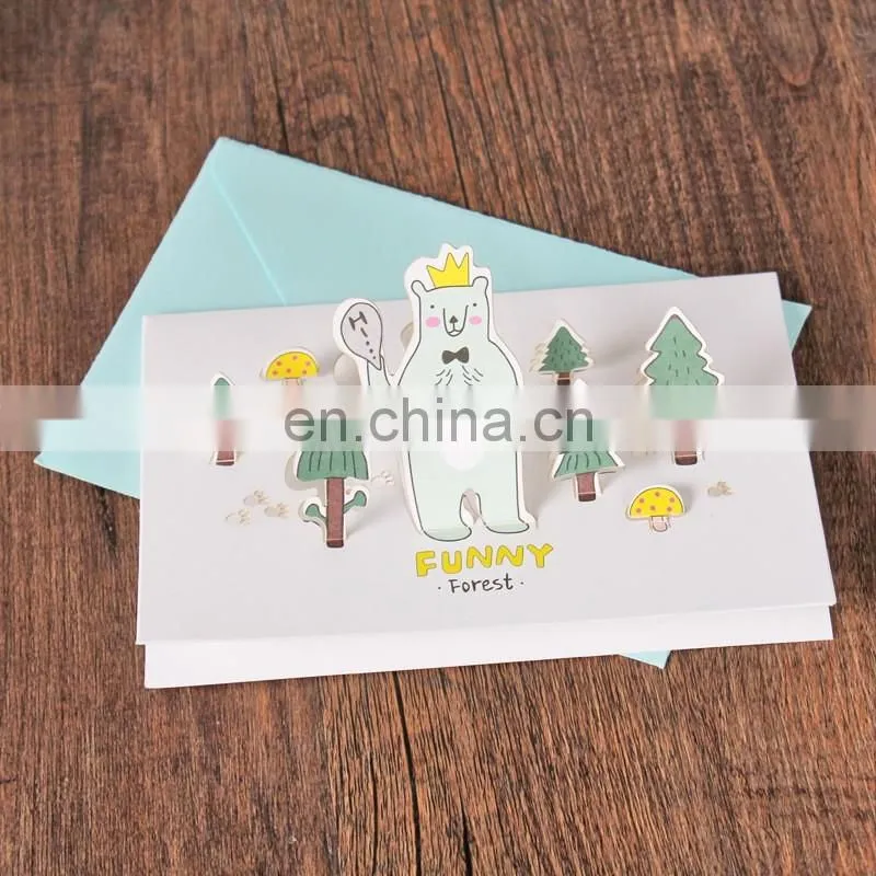 cartoon lion greeting cards with envelopes Thankgiving 3d greeting card for kids