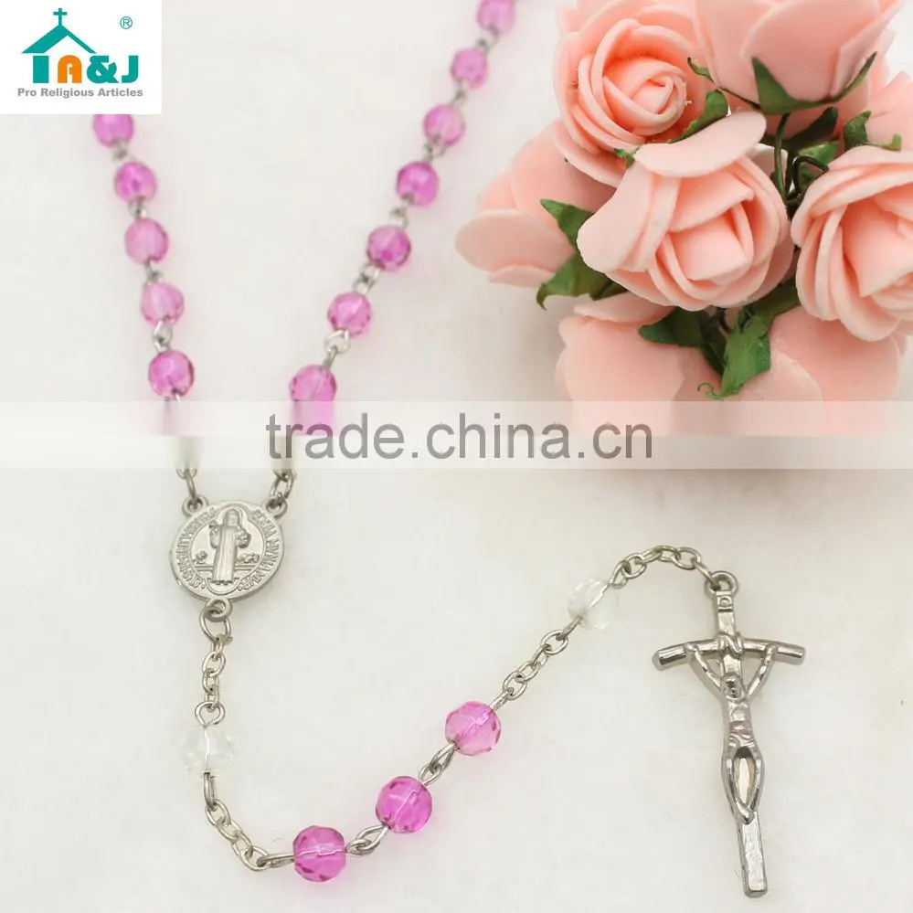 Hot sale catholic plastic rosary bead necklace
