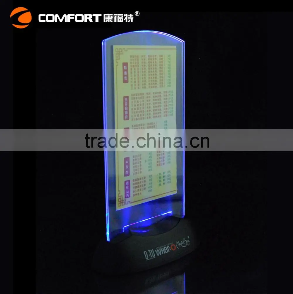 plastic bar table led drink menu holder