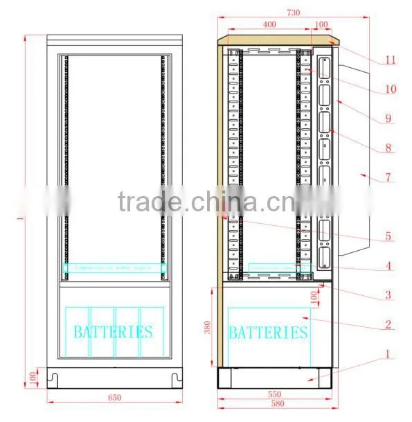 SK-291 double-skin thermal battery enclosure/customized outdoor battery cabinet with heat exchanger