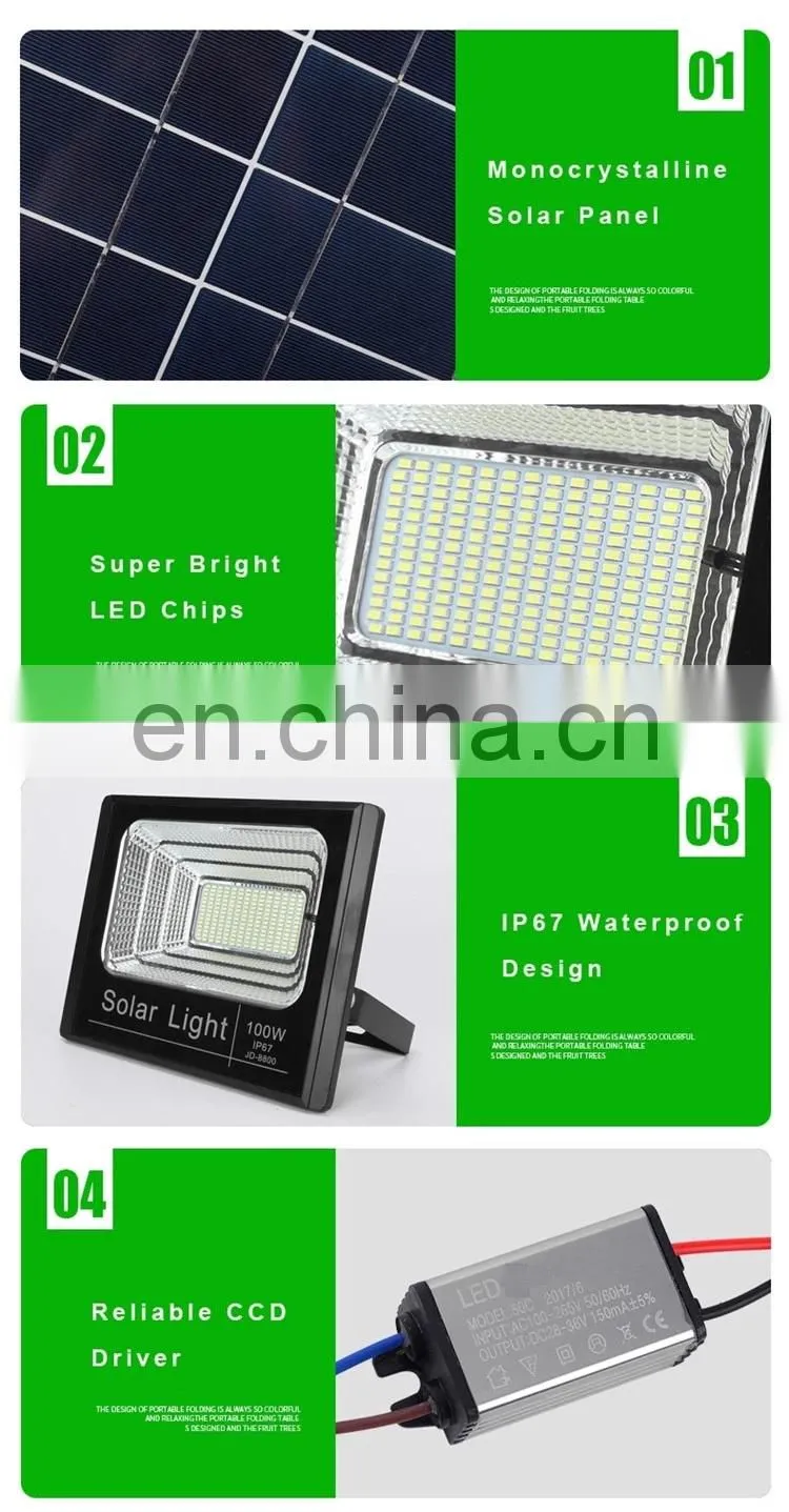 Remote Control Solar Garden Projector Lamp 40W 60W 200W 100W Solar LED Flood Light