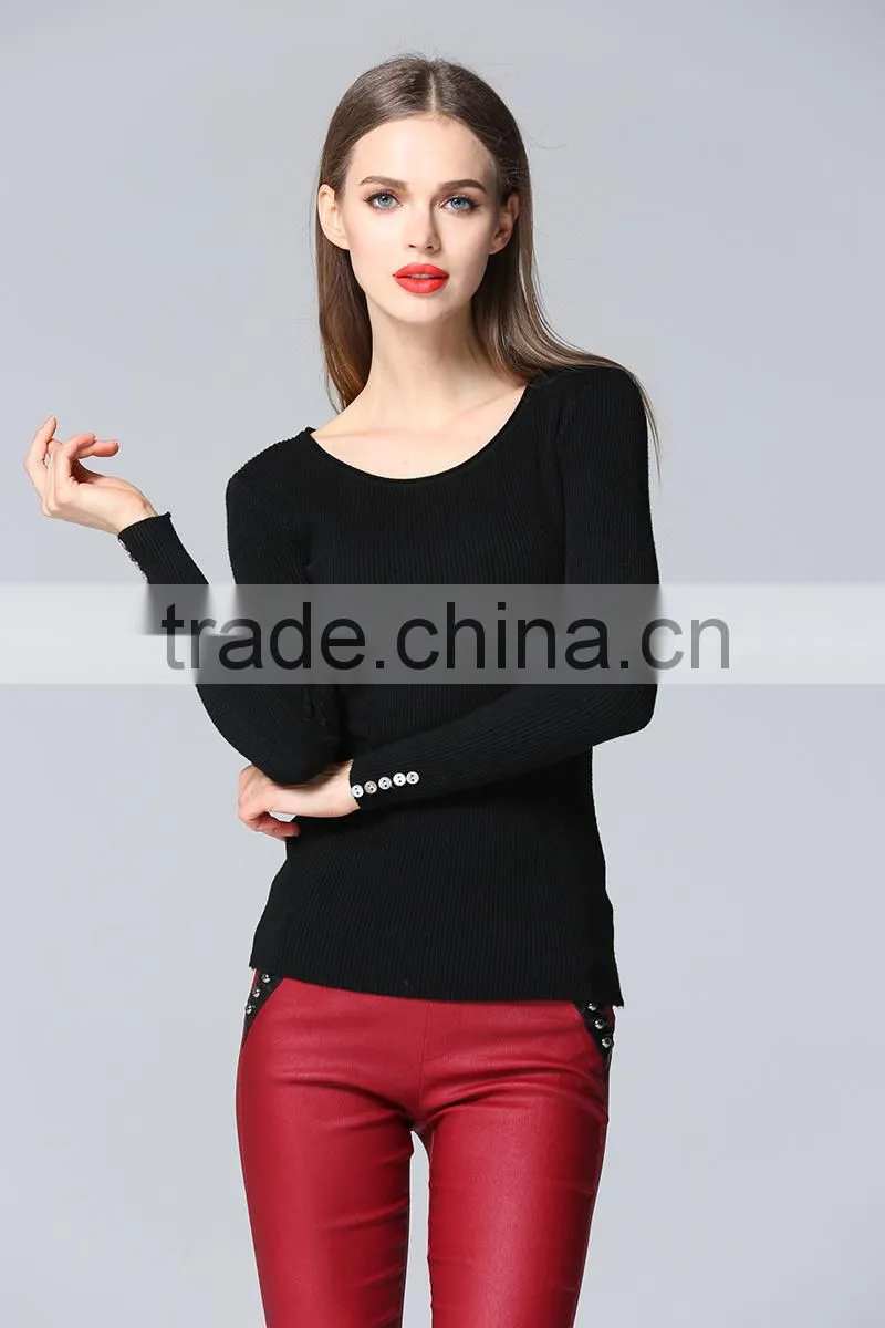 Fashion designhand knit sweater round collar sweater for girls