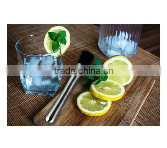 Cocktail Muddler - Stainless Steel - Grooved Nylon Head