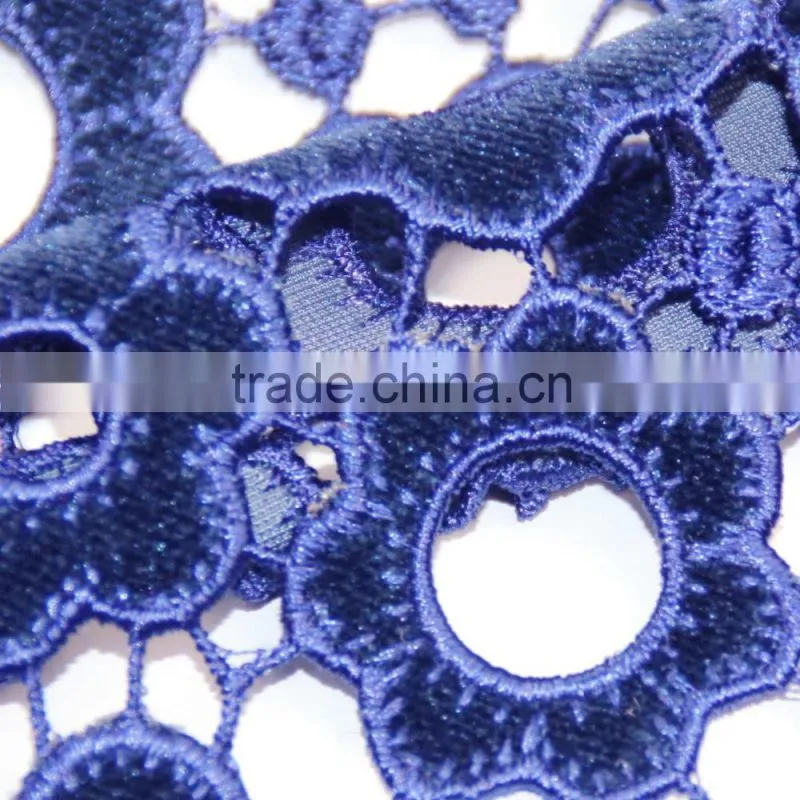 Wholesales woolen red/pink/blue laser embroidery design nets flower geometry style lace fabric