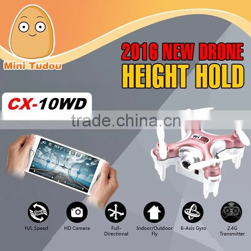 2016 new drone cheerson cx-10WD-TX barometer height IOS and andriod controlled wifi fpv rc quad copter