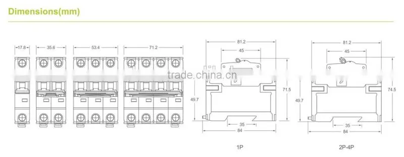 1P/2P/3P/4P dc circuit breaker 1200V