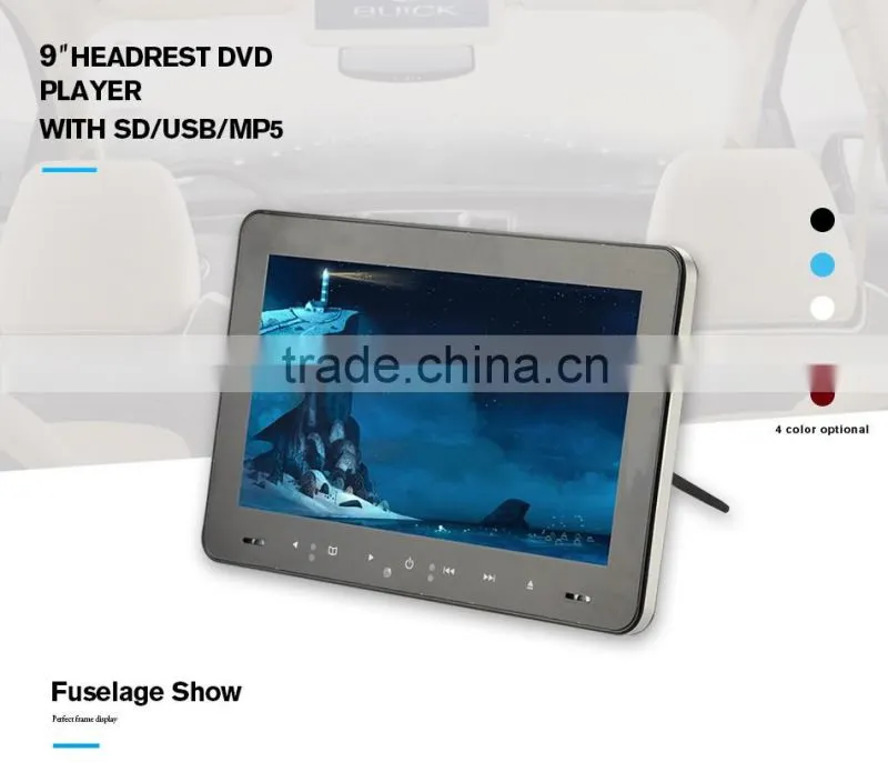 9' Headrest TFT LCD Car DVD player,universal Car stereo