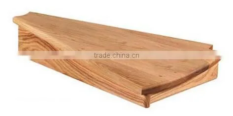 American oak solid wood stair tread with white brushed surface