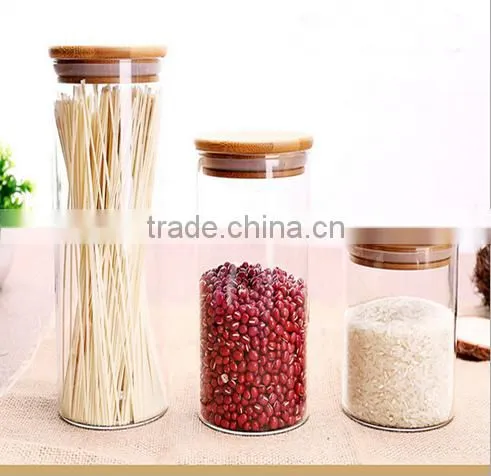 High-quality Bamboo Lid Borosilicate Glass Jar Clear Airtight Canister
