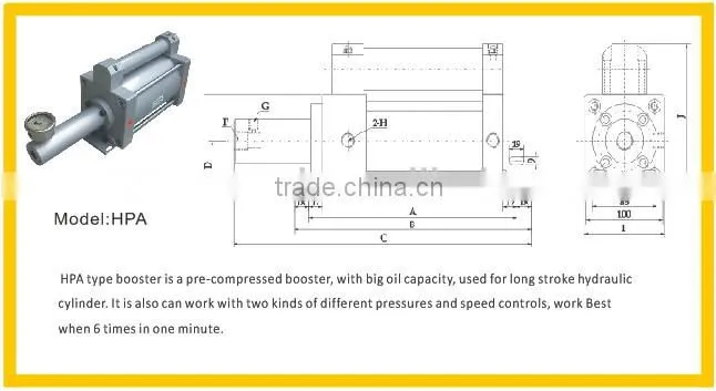 Hydro-pneumatic Booster System;Double action Hydro-Pneumatic Cylinder; boosting Cylinder HPNE Series Direct pressing design