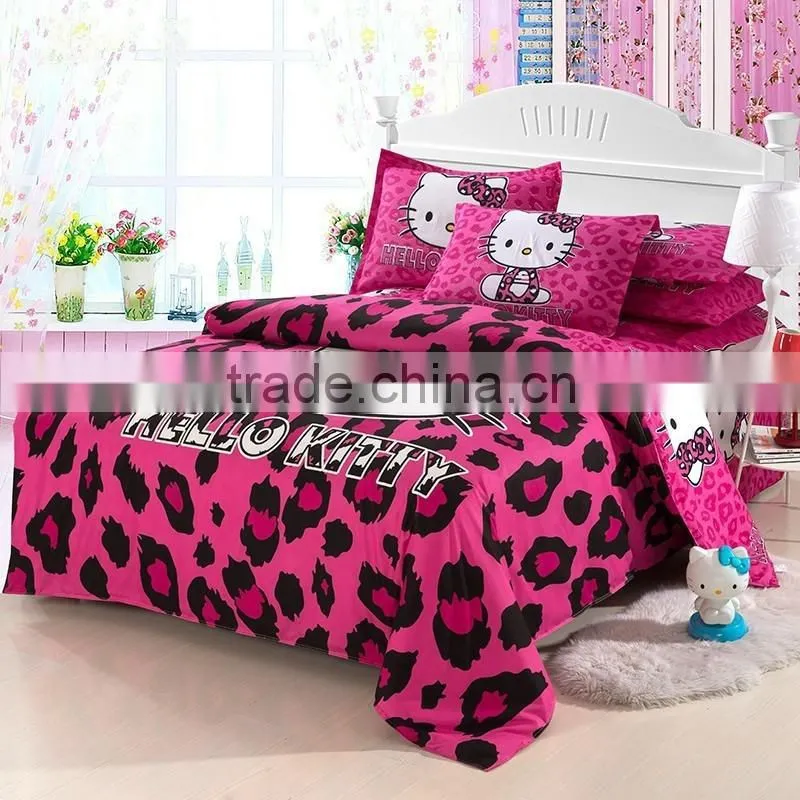 High quality 100% cotton reactive printed hello kitty bedding sets for children