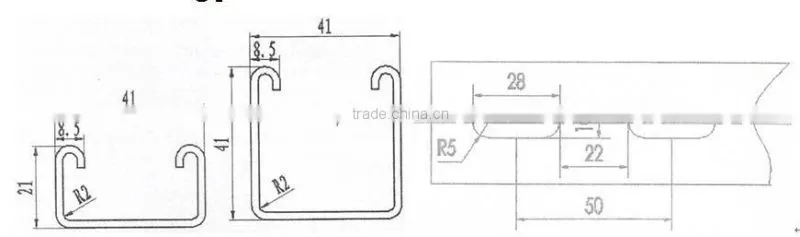 41 x 21mm Single Steel Slotted Channel Making Roll Froming Machine