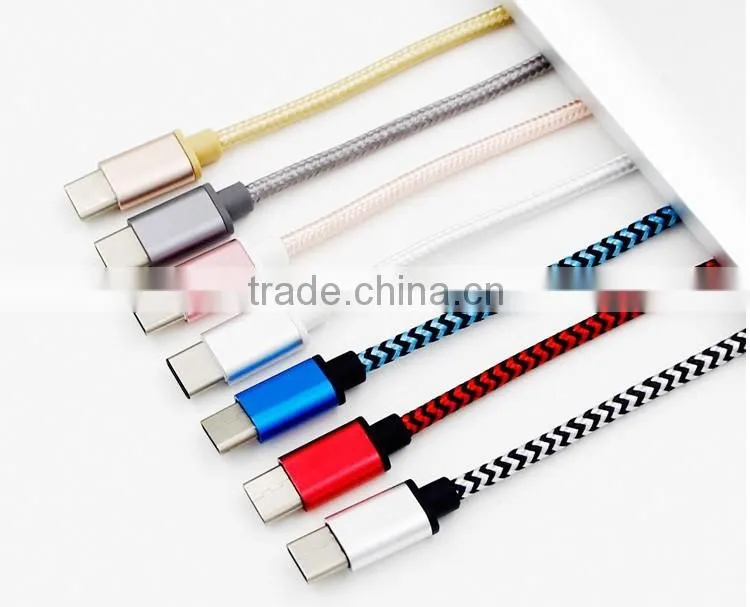 aluminium alloy nylon colorful micro braided usb cable usb 3.1 type c cable micro usb charging cable for type C mobile phone