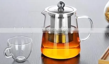 500ml Decal Glass Tea Pot with Stainless steel filter