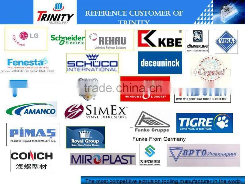 High speed extrusion tooling for plastic doors and windows with long life and high quality