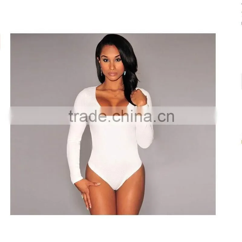 Women V-neck Stretch Bodysuit Sexy Jumpsuit Tops