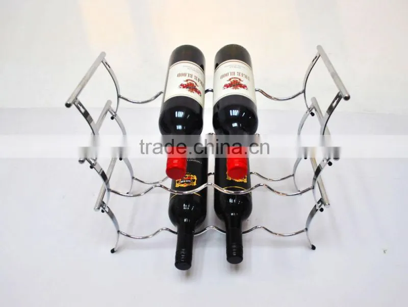 customized shining fashionable metal wine shelf rack