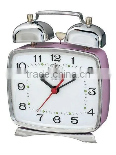 Square metal mechanical alarm clock, table clock