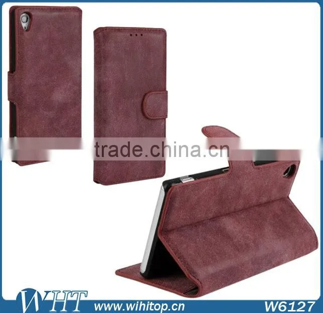 Factory Wholesale Retro Wallet Style for Sony Xperia Z3 Case Leather Cover