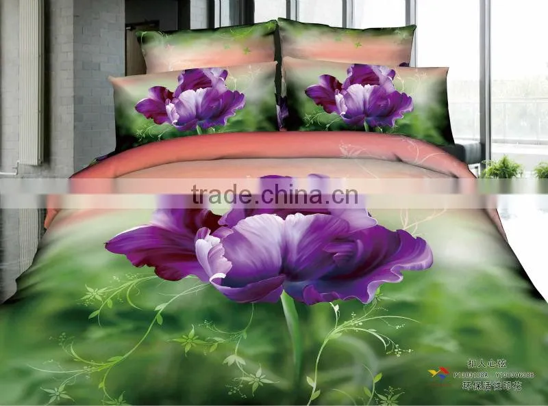 3D reactive printed panel design bedding set 100% cotton
